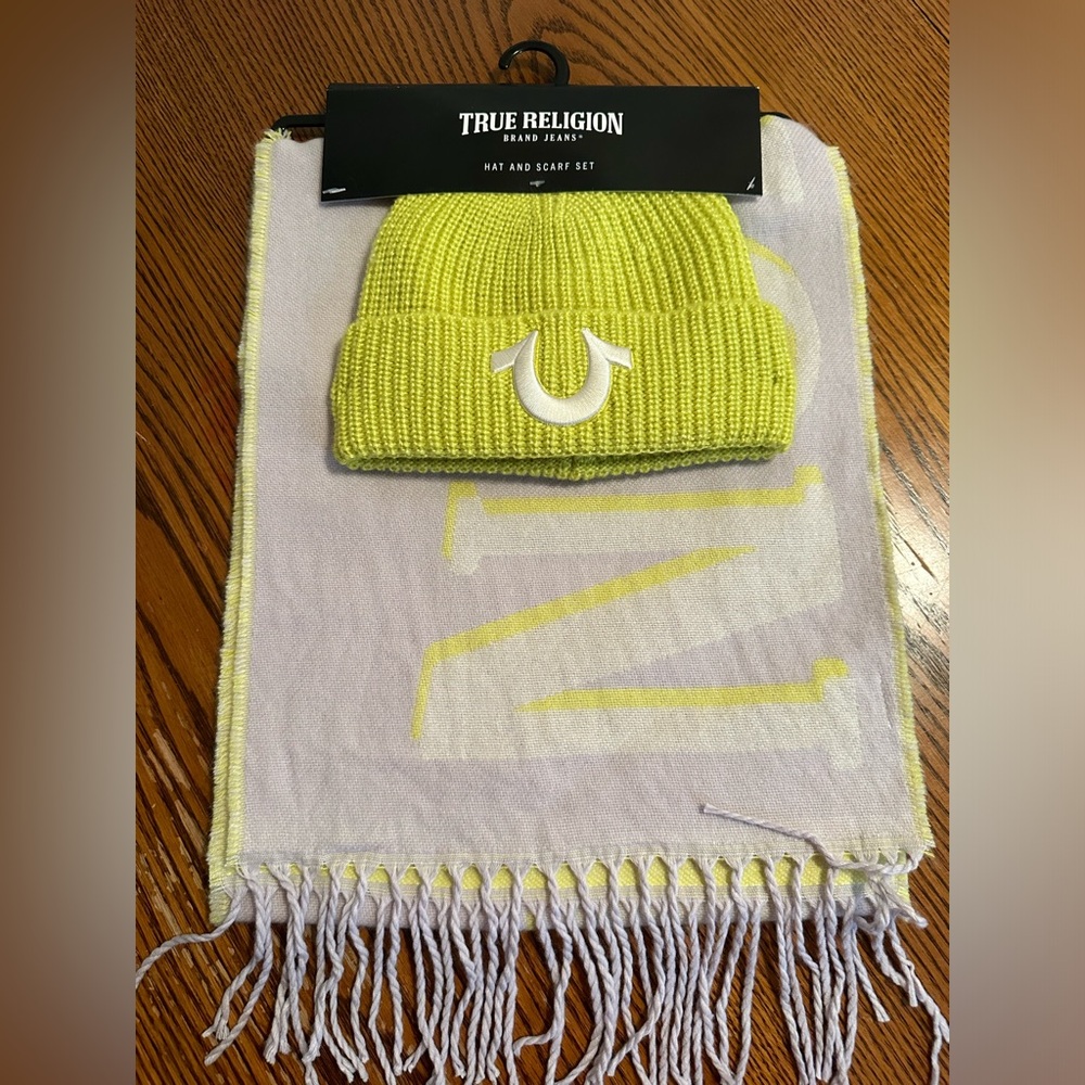 True Religion scarf and matching beanie set